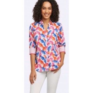 FOXCROFT Mary Layered Palms Wrinkle Free Shirt